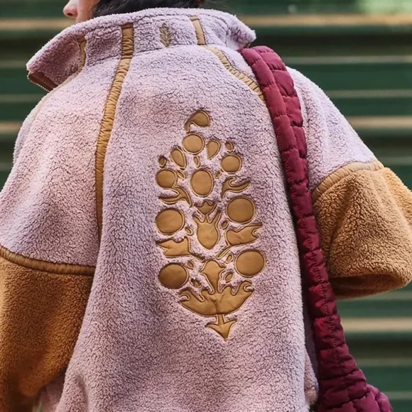 Free People Movement Mountain High Purple and Tan Sherpa Fleece Pullover - Picture 2 of 5